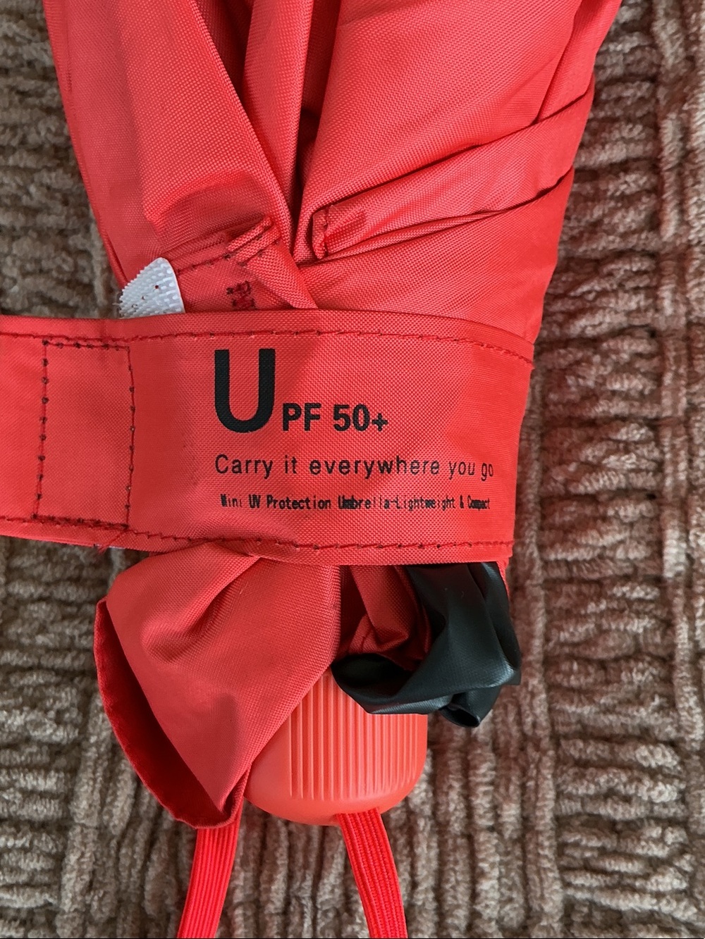 Compact Red Umbrella with UPF 50+ Sun Protection